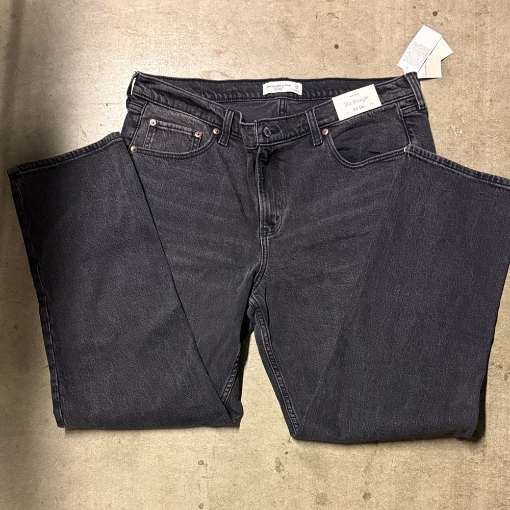 Abercrombie & Fitch Black Straight Leg Jeans - Picture 2 of 4